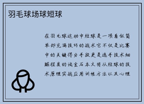 羽毛球场球短球